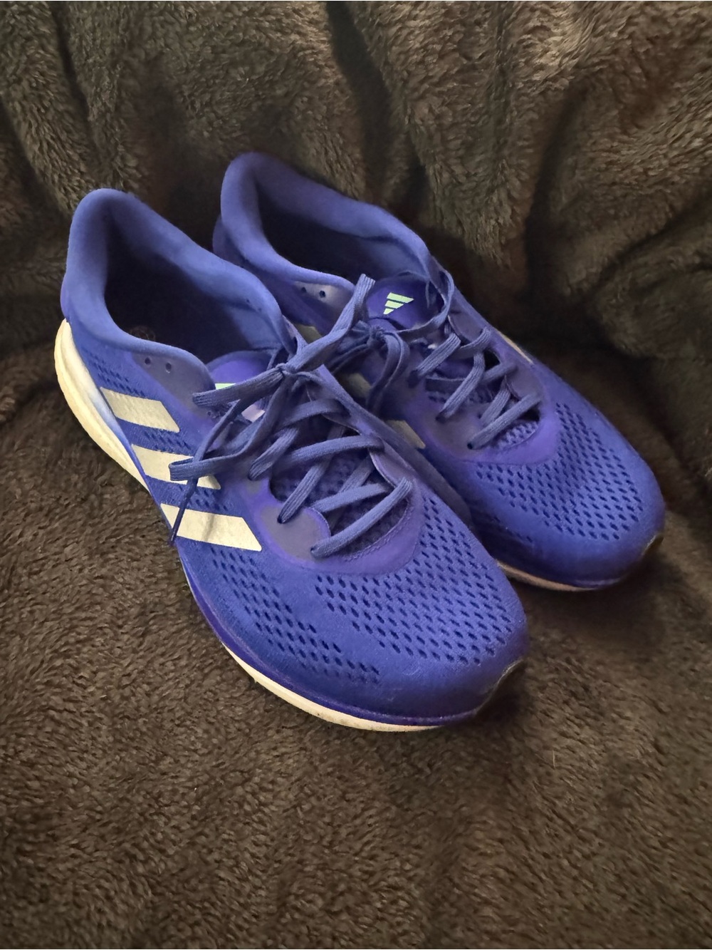 adidas Mens Athletic Running Shoes in Blue with White Stripes